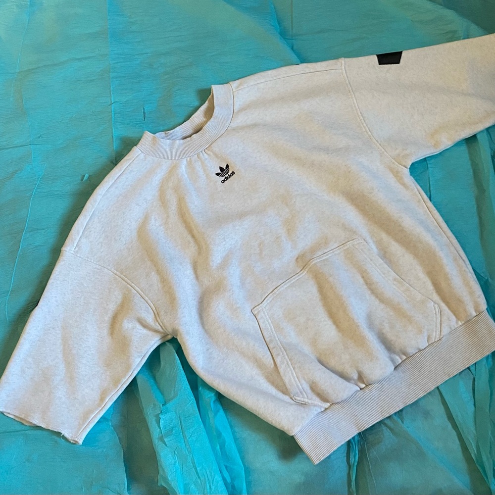 Adidas Block Letter Patchwork Half Sleeve Sweatsh… - image 2